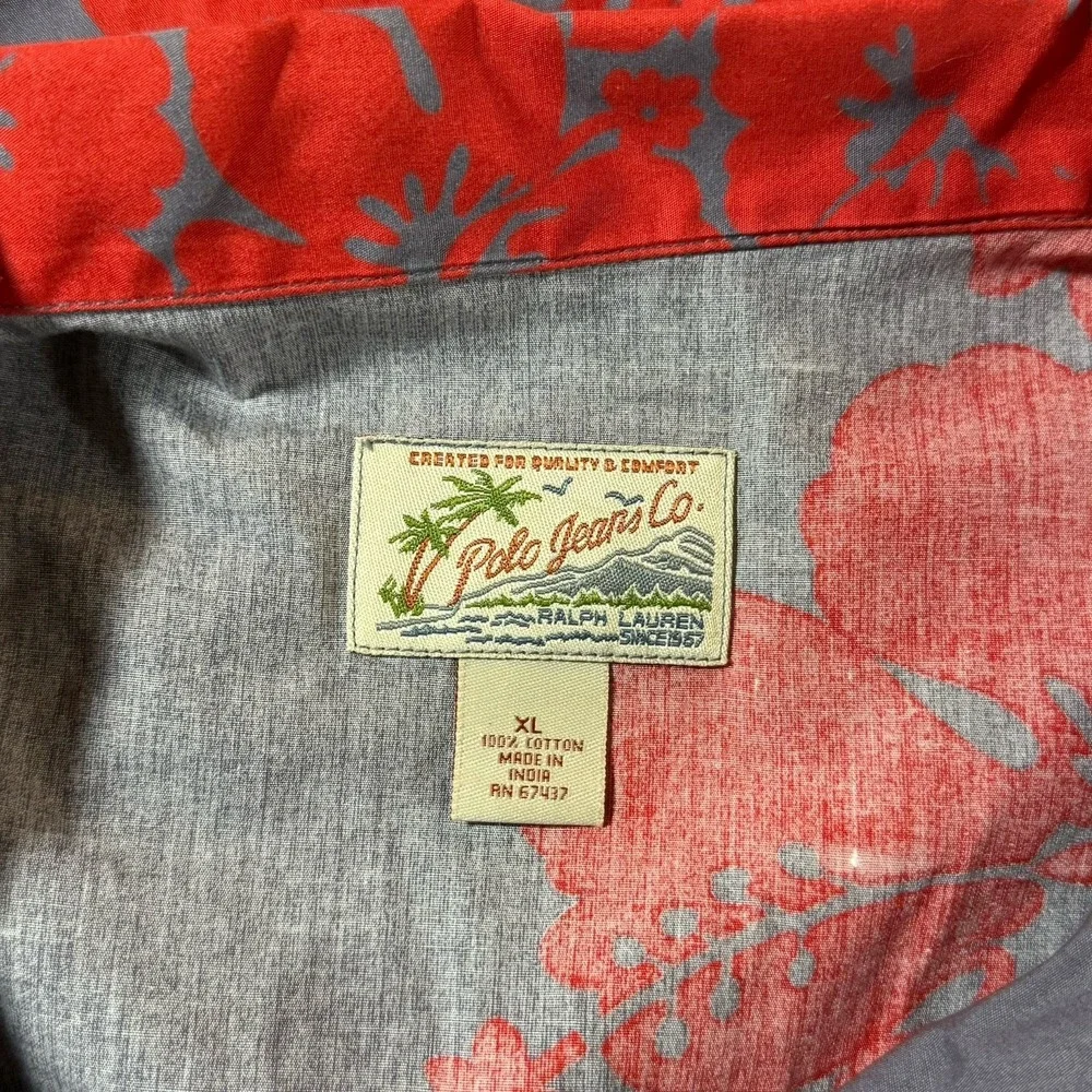 Vintage Polo Ralph Lauren Shirt Mens XLarge Red Short Sleeve‎ Button Up Hawaiian